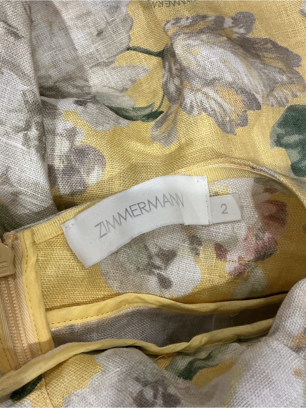 NWOT Zimmermann Yellow Floral Halter Linen Romper with Belt, Size AU 2 = M - Picture 6 of 9